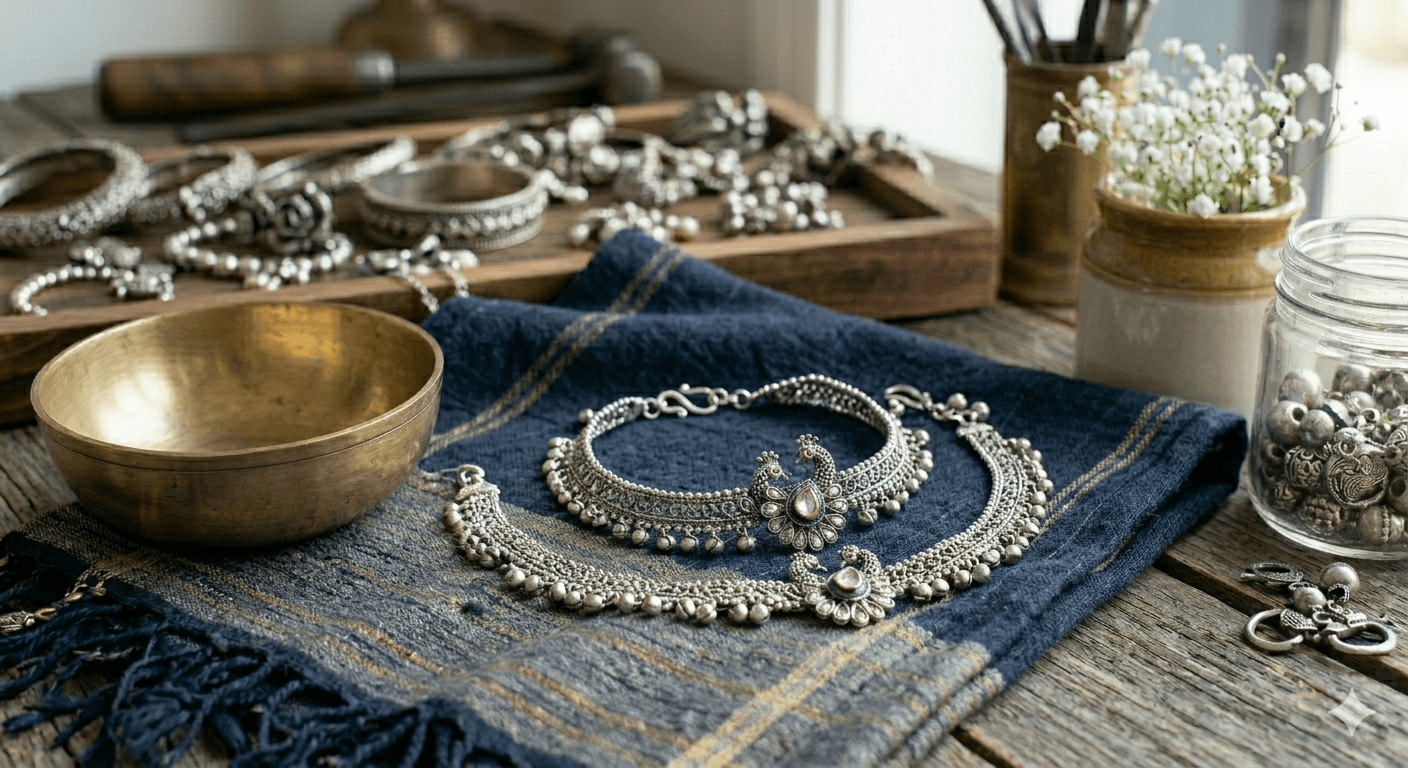 Meenakari Silver Pendant